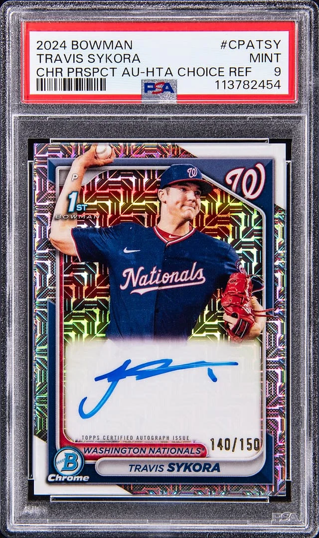2024 Bowman Chrome Travis Sykora Prospect AU-HTA Choice Refractor #CPACC card image