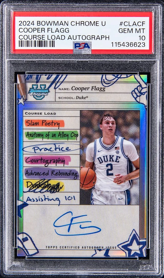 2024 Bowman Chrome University Cooper Flagg Course Load Autograph #CLACF card image