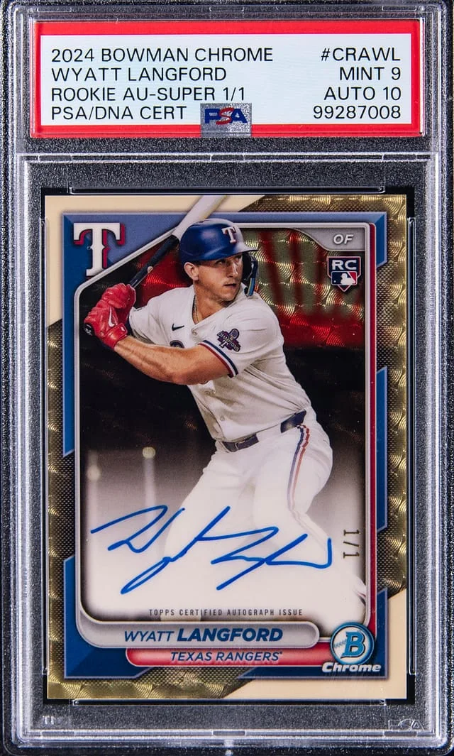 2024 Bowman Chrome Wyatt Langford Autograph SuperFractor #CRA-WL card image