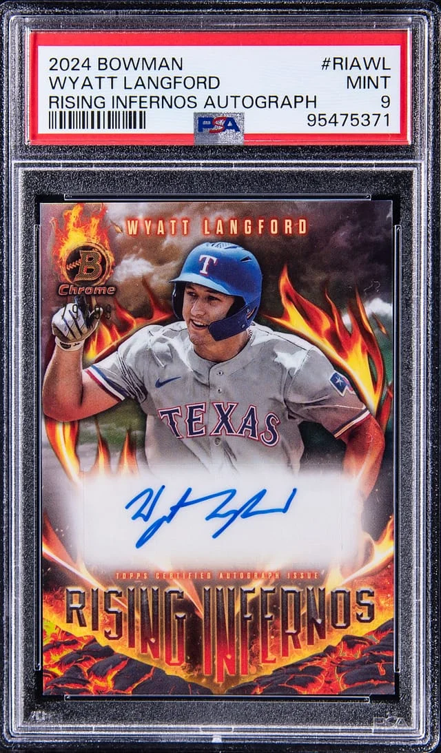 2024 Bowman Chrome Wyatt Langford Rising Infernos Autograph #RIAWL card image