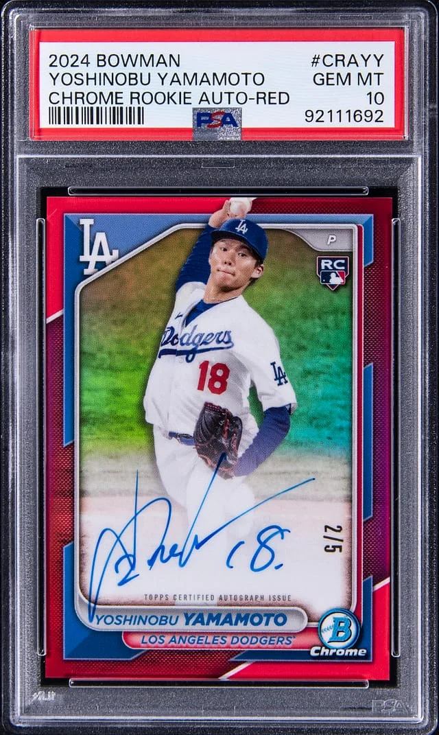 2024 Bowman Chrome Yoshinobu Yamamoto Image Variation Autographs SuperFractor #CRA-YY card image