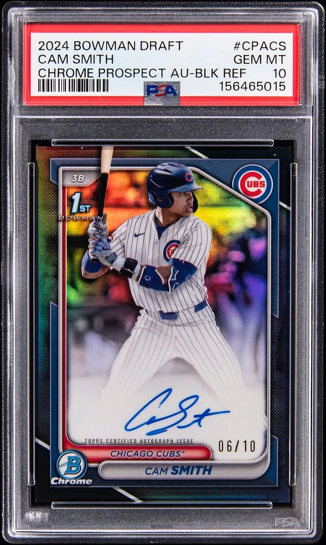2024 Bowman Draft Cam Smith Chrome Prospect Autograph Black Refractor #CPA-CA card image