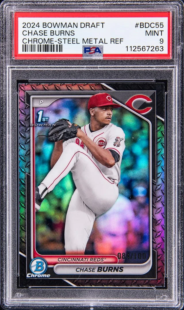 2024 Bowman Draft Chase Burns Chrome-Steel Metal Refractor #BDC55 card image