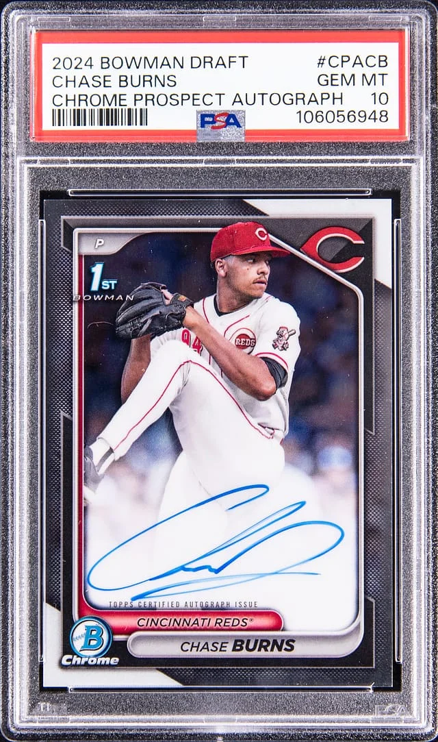 2024 Bowman Draft Chase Burns Chrome Prospect Autograph #CPACB card image