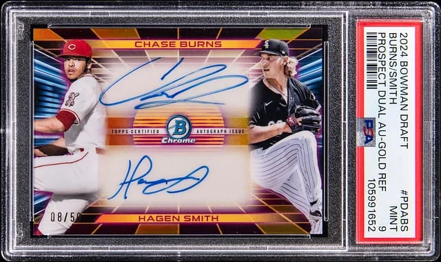 2024 Bowman Draft Chase Burns/Hagen Smith Prospect Dual Autograph Gold Refractor #PDA-BS card image