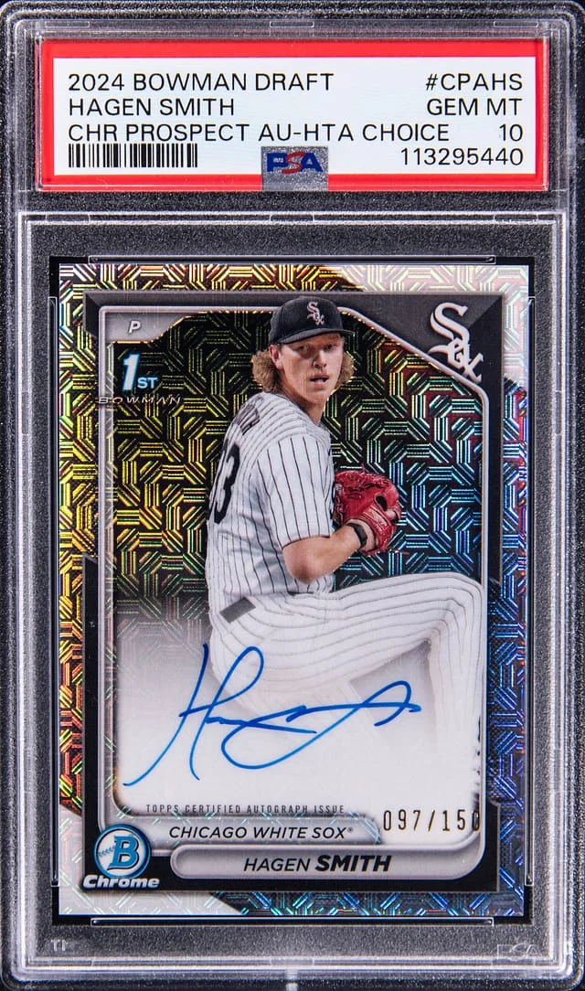 2024 Bowman Draft Hagen Smith Chrome Prospect Autograph HTA Choice #CPA-HS card image