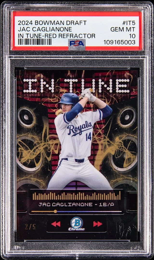 2024 Bowman Draft Jac Caglianone In Tune Red Refractor #IT-5 card image