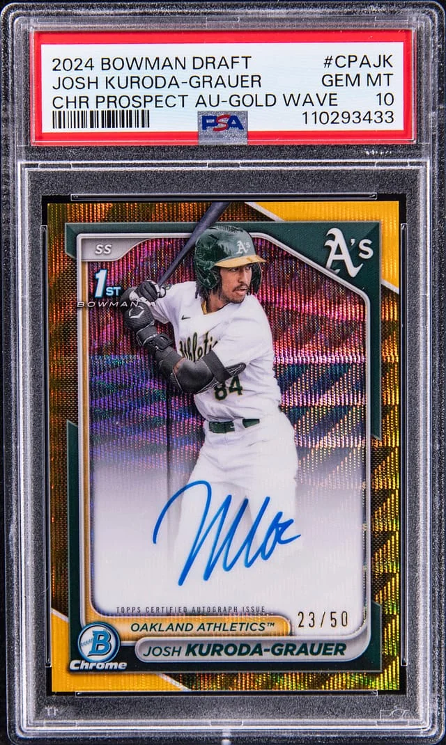 2024 Bowman Draft Josh Kuroda-Grauer Chrome Prospect Autograph Gold Wave #CPA-JK card image