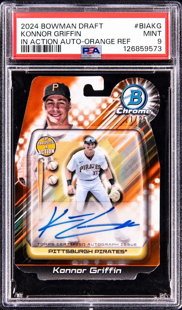 2024 Bowman Draft Konnor Griffin In Action Autographs Orange Refractor #BIA-KG card image