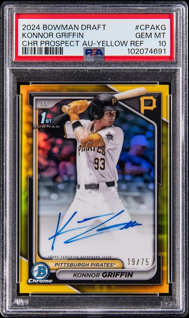 2024 Bowman Draft Konnor Griffin Chrome Prospect Autograph-Yellow Refractor #CPAKG card image
