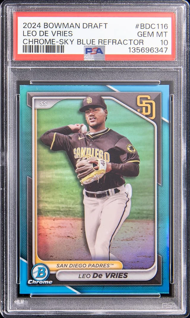2024 Bowman Draft Leo De Vries Chrome Sky Blue Refractor #BDC-116 card image