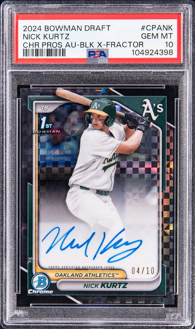 2024 Bowman Draft Nick Kurtz Chrome Prospect Autograph Black X-Fractor #CPA-NK card image