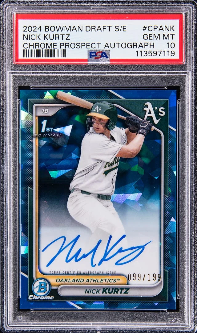 2024 Bowman Draft Nick Kurtz Special Edition Chrome Prospect Autograph #CPANK card image