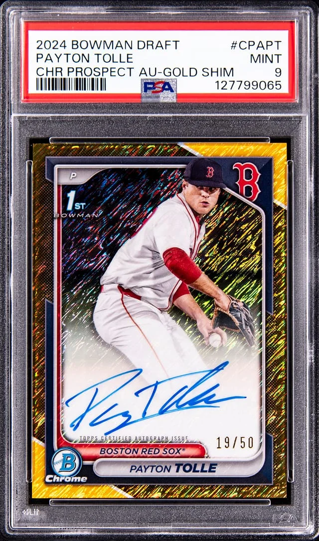 2024 Bowman Draft Payton Tolle Chrome Prospect Autograph Gold Shimmer #CPA-PT card image
