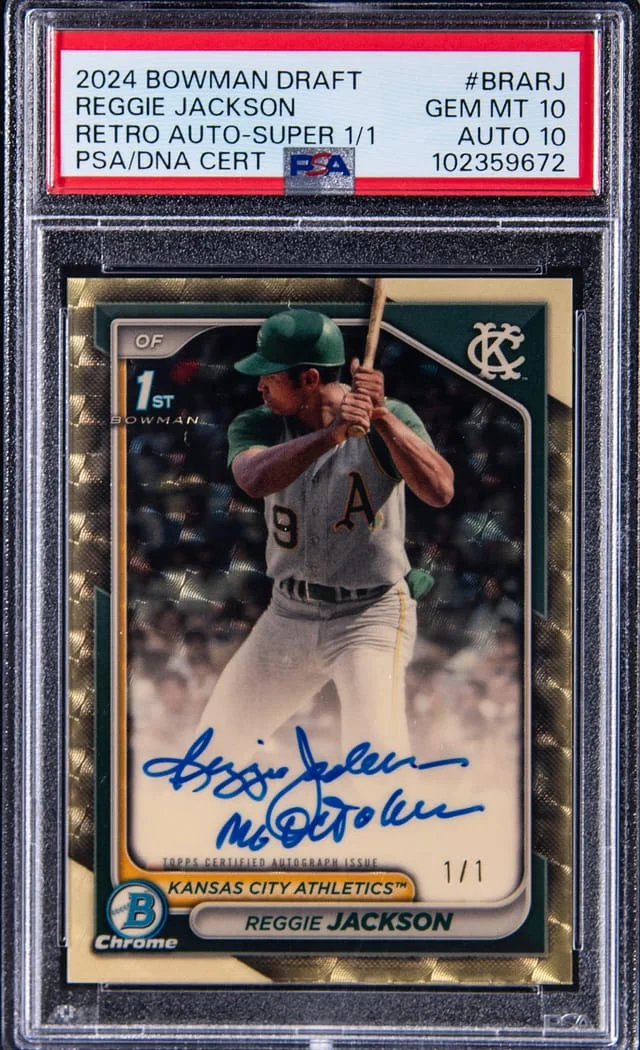2024 Bowman Draft Reggie Jackson Retro Autographed SuperFractor #BRA-RJ card image