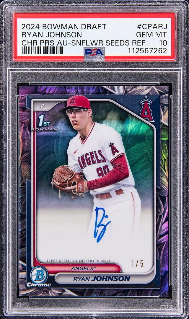2024 Bowman Draft Ryan Johnson Chrome Prospect Autograph-Sunflower Seeds Refractor #CPARJ card image