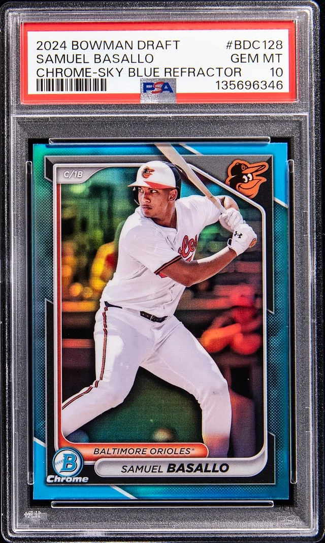2024 Bowman Draft Samuel Basallo Chrome Sky Blue Refractor #BDC-128 card image