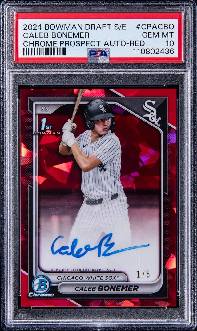 2024 Bowman Draft Sapphire Caleb Bonemer Chrome Prospect Autograph Red #CPAC-BO card image