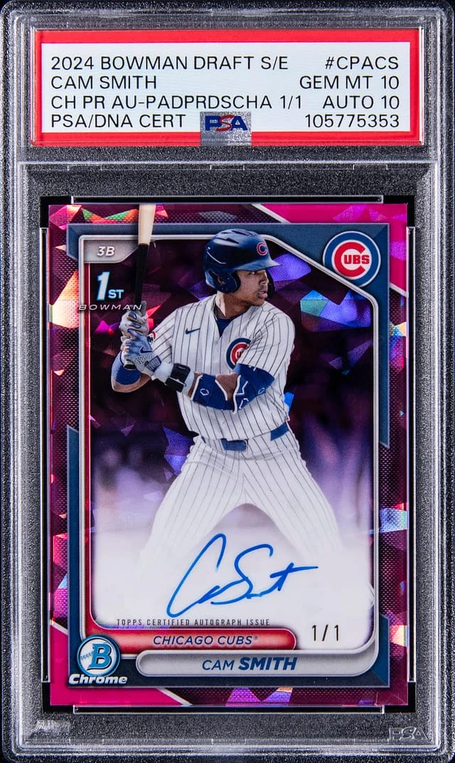 2024 Bowman Draft Sapphire Cam Smith Edition Chrome Prospect Autographs Padparadscha #CPA-CS card image