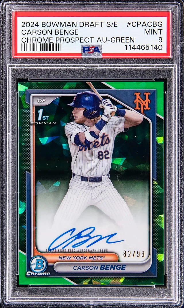 2024 Bowman Draft Sapphire Carson Benge Chrome Prospect Autograph Green #CPA-CBG card image