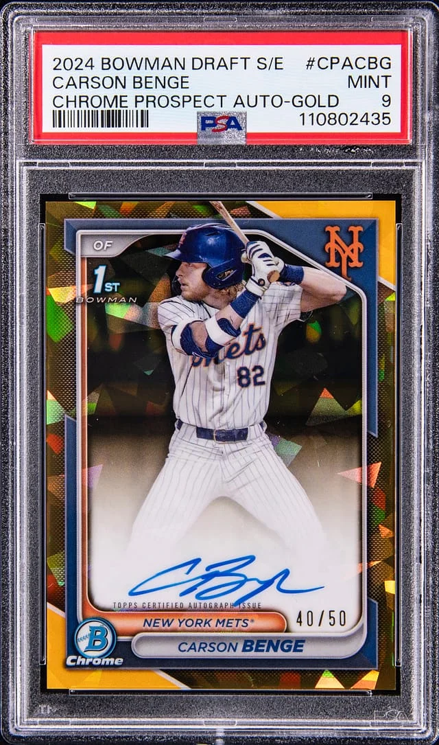 2024 Bowman Draft Sapphire Carson Benge Chrome Prospects Autograph Gold #CPAC-BG card image