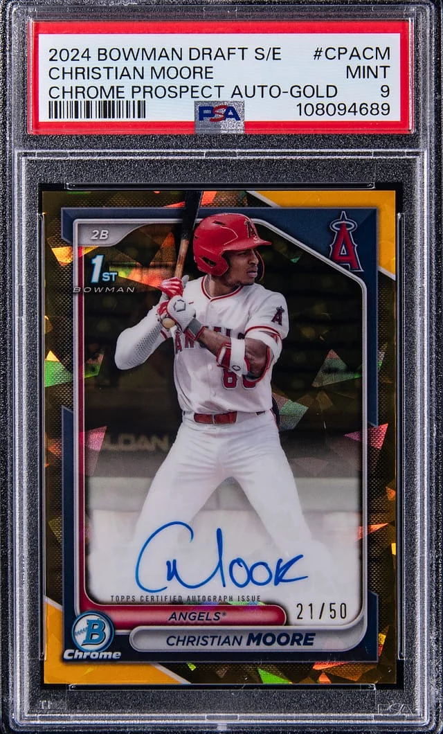 2024 Bowman Draft Sapphire Christian Moore Chrome Prospect Autograph Orange #CPA-CM card image