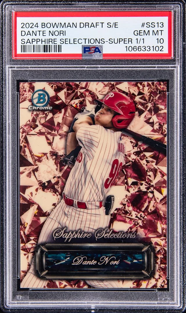 2024 Bowman Draft Sapphire Dante Nori Edition Sapphire Selections SuperFractor #SS-13 card image