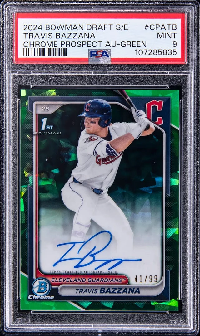 2024 Bowman Draft Sapphire Travis Bazzana Edition Chrome Prospect Autograph Green #CPATB card image