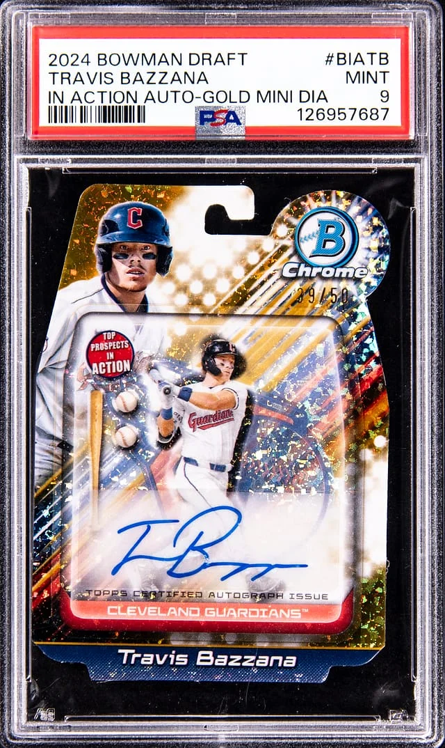 2024 Bowman Draft Travis Bazzana In Action Autographs Gold Mini Diamond Refractor #BIA-TB card image