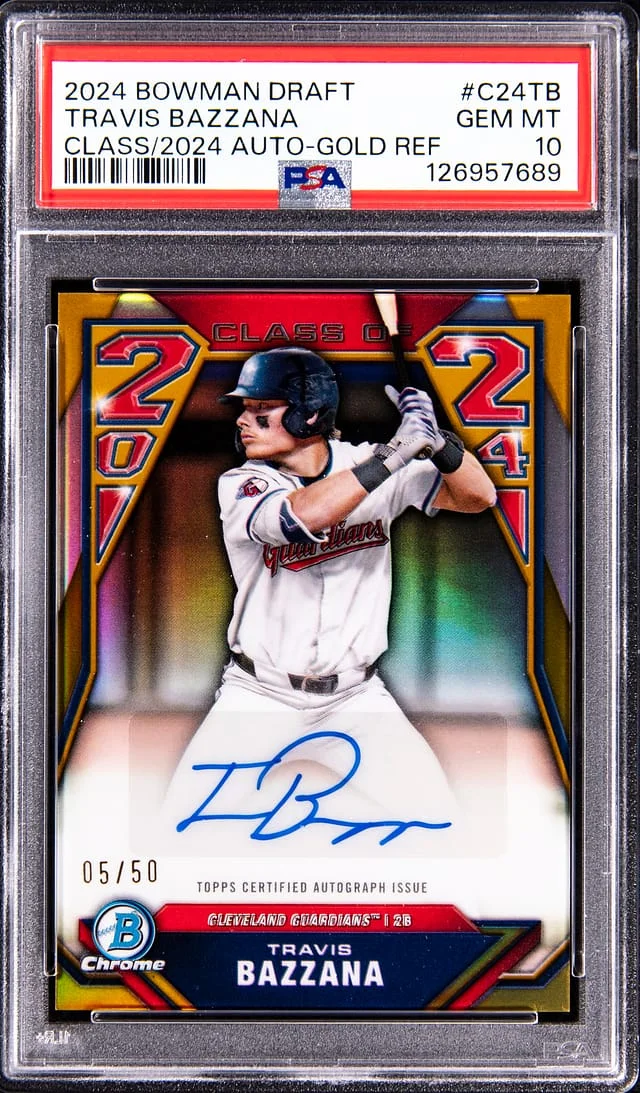 2024 Bowman Draft Travis Bazzana Class of 2024 Autographs Gold Refractor #C24-TB card image
