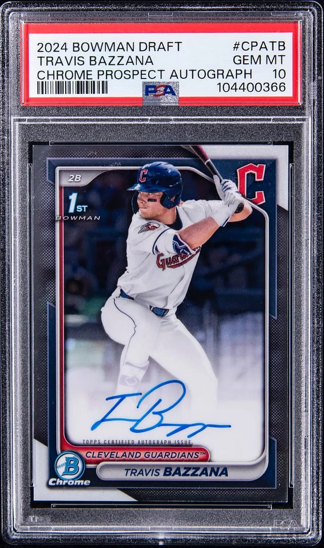 2024 Bowman Draft Travis Bazzana Chrome Prospect Autographs Green Refractor #CPA-TB card image