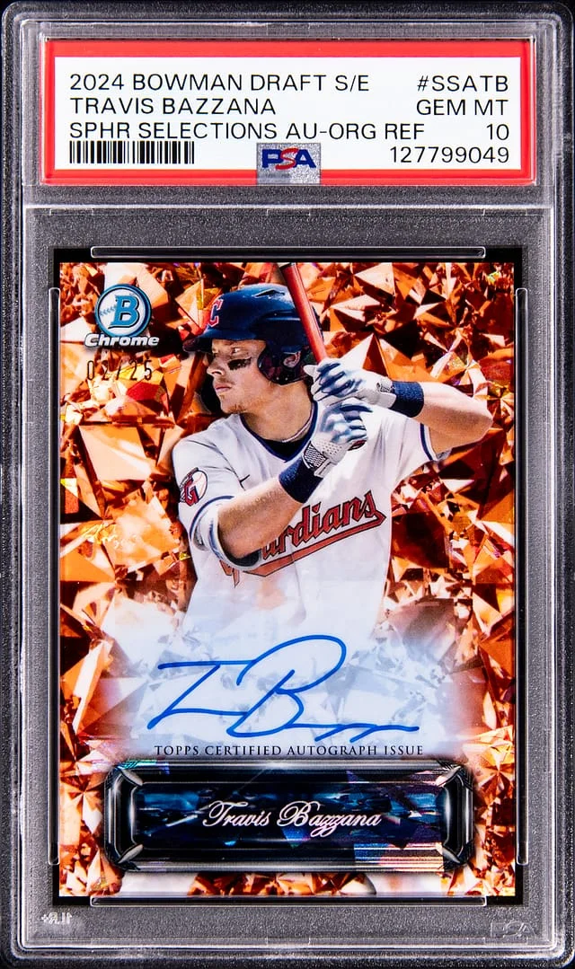 2024 Bowman Draft Travis Bazzana Edition Sapphire Selections Autograph Orange Refractor #SSA-TB card image