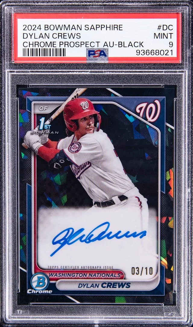 2024 Bowman Dylan Crews Sapphire Edition Chrome Prospect Autographs Black Refractor #BSPA-DC card image