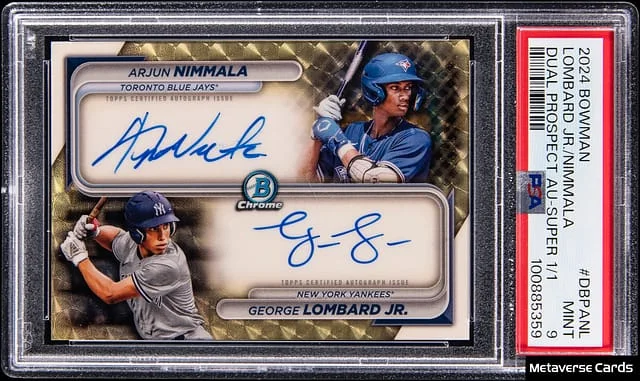 2024 Bowman George Lombard Jr./Arjun Nimmala Dual Prospect Autographs SuperFractor #DBPA-NL card image