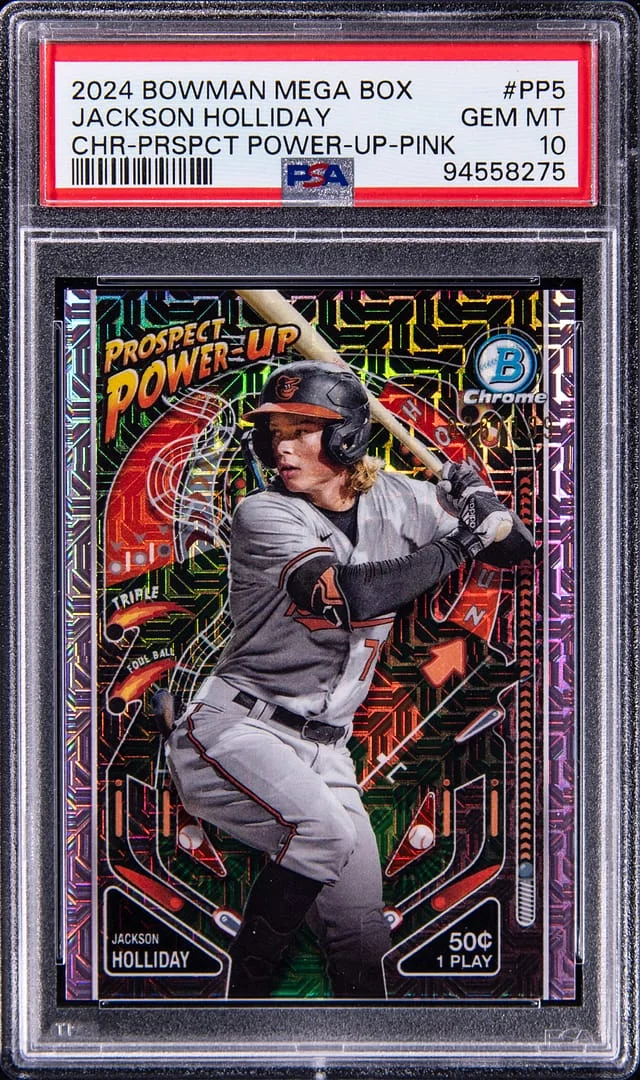 2024 Bowman Jackson Holliday Mega Box Chrome Prospect Power-Up Pink #PP-5 card image