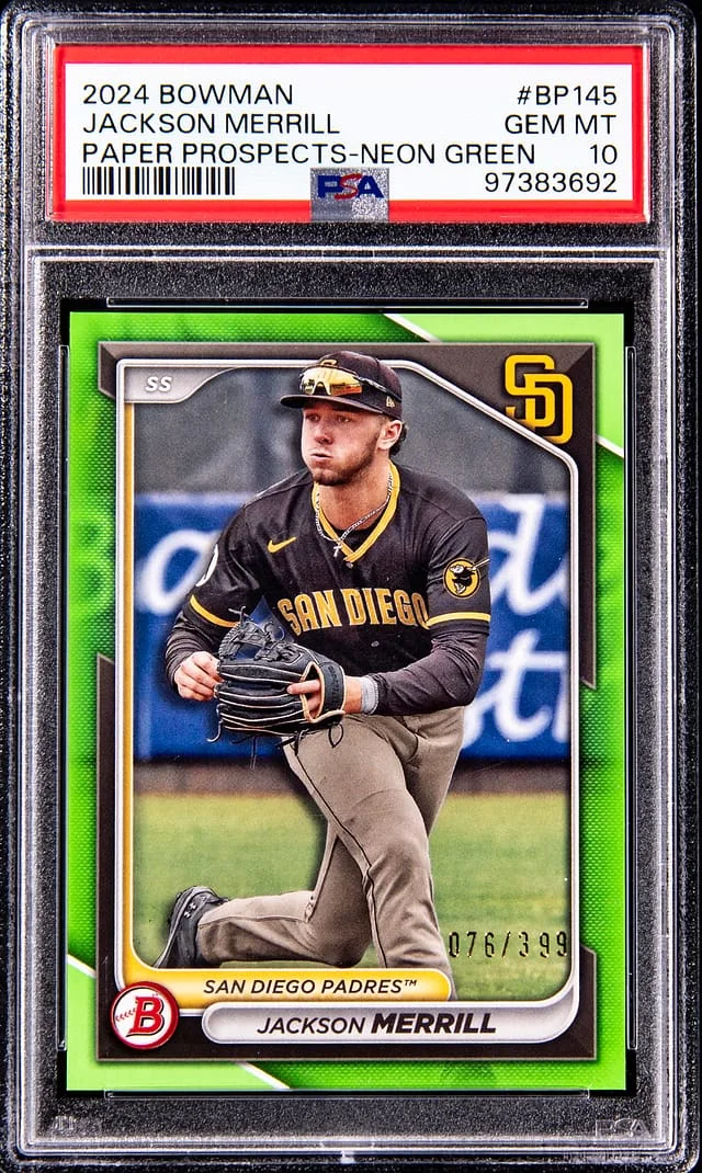 2024 Bowman Jackson Merrill Paper Prospects Neon Green #BP-145 card image