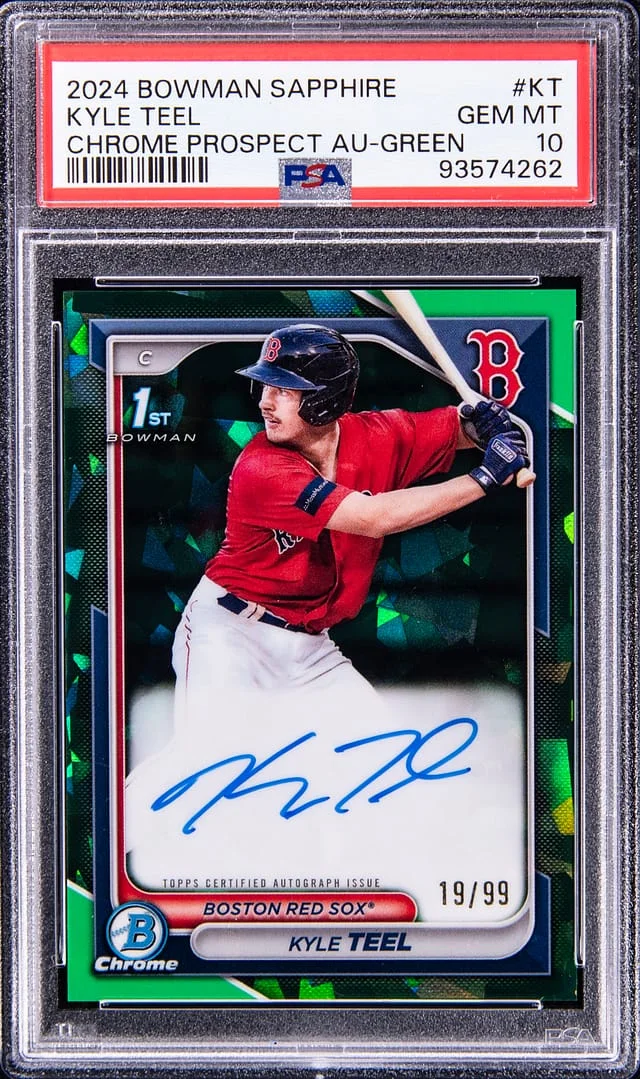 2024 Bowman Kyle Teel Sapphire Chrome Prospect Autograph Green #BSPA-KT card image