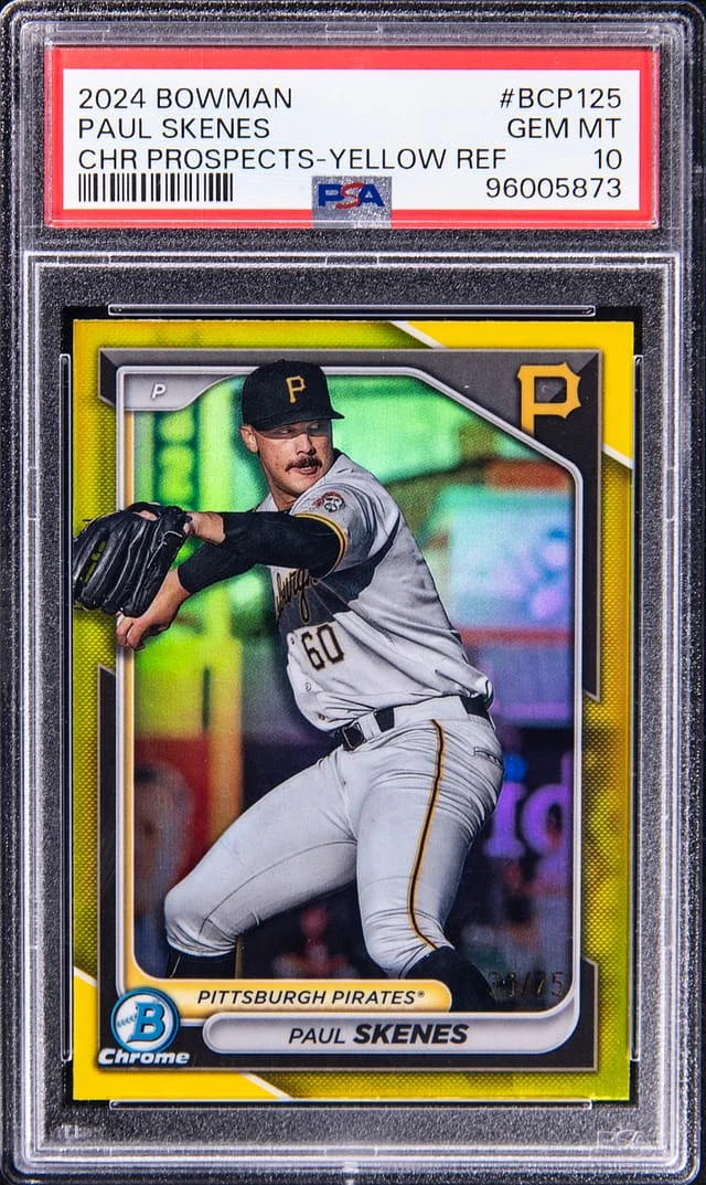 2024 Bowman Paul Skenes Chromes Chrome Prospects-Yellow Refractor #BCP125 card image