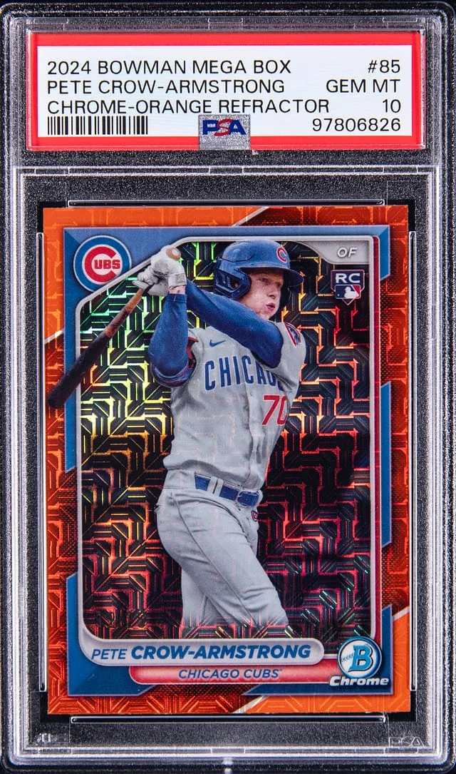 2024 Bowman Pete Crow-Armstrong Mega Box Chrome Orange Refractor #85 card image