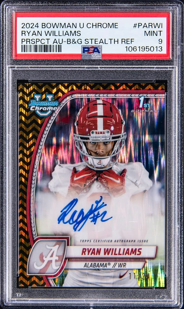 2024 Bowman Ryan Williams U Chrome Prospect Autographs Black and Gold Stealth Refractor #PA-RWI card image