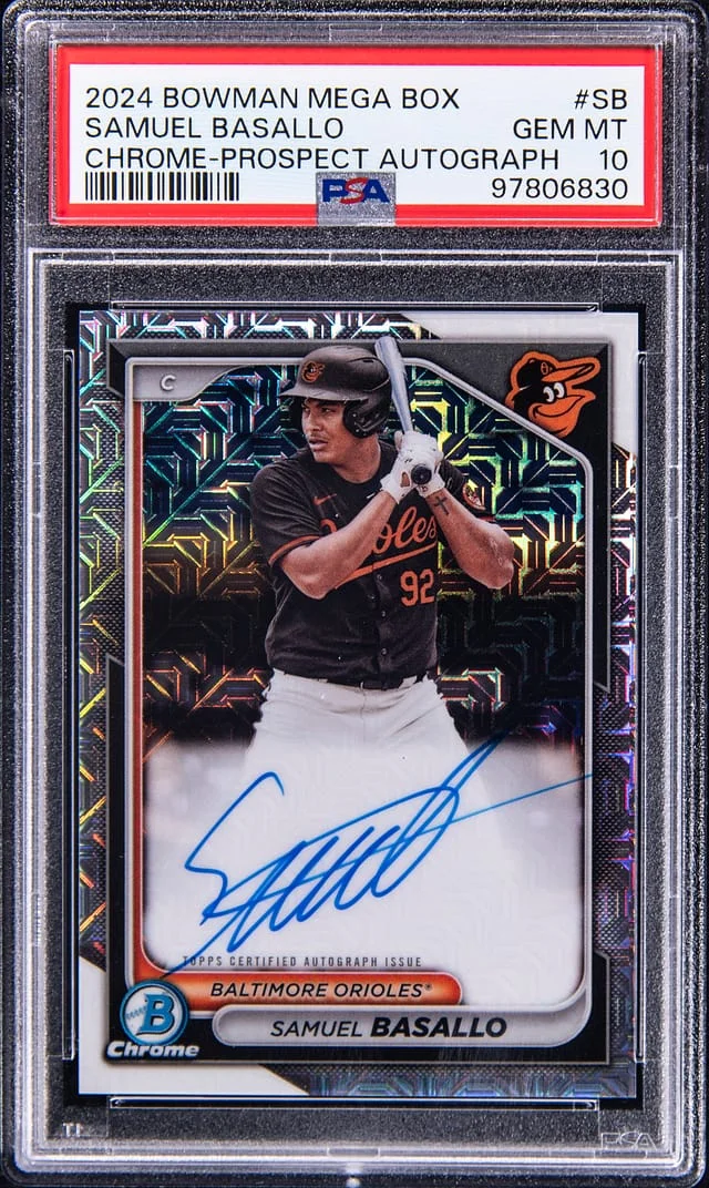 2024 Bowman Samuel Basallo Mega Box Chrome Prospect Autograph #BMA-SB card image