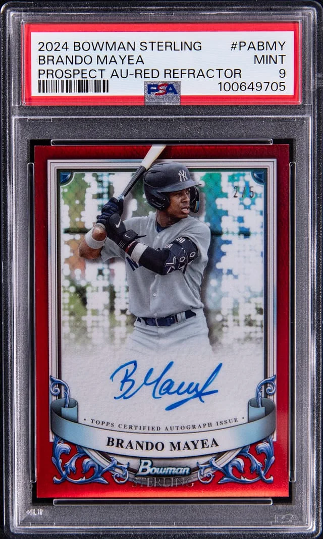 2024 Bowman Sterling Brando Mayea Prospect Autograph Red Refractor #PA-BMY card image