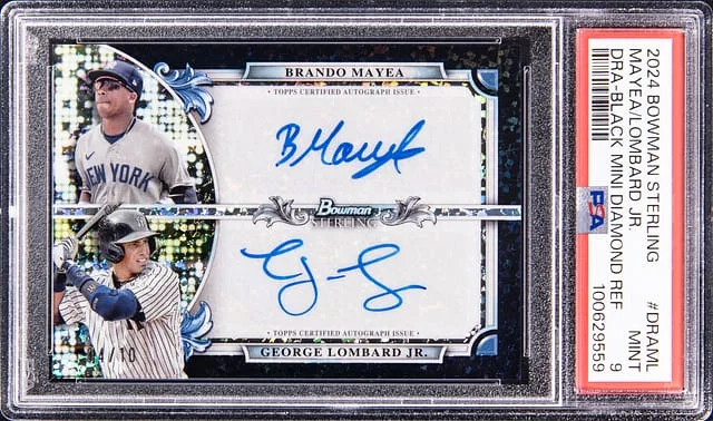 2024 Bowman Sterling Brando Mayea/George Lombard Jr. Dual Dual Autograph Black Mini Diamond Refractor #DRA-ML card image