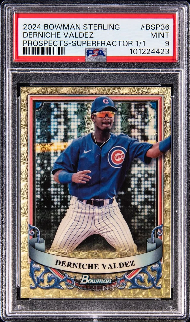 2024 Bowman Sterling Derniche Valdez SuperFractor #BSP-36 card image
