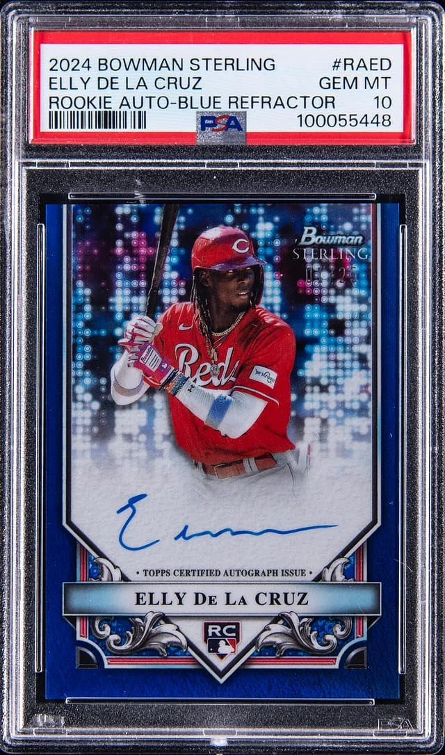 2024 Bowman Sterling Elly De La Cruz Autographs Blue Refractor #RAED card image
