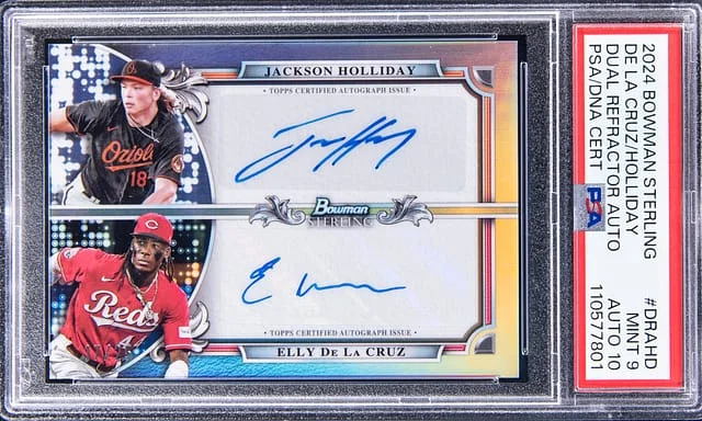 2024 Bowman Sterling Elly De La Cruz/Jackson Holliday Dual Refractor Autographs #DRAHD card image
