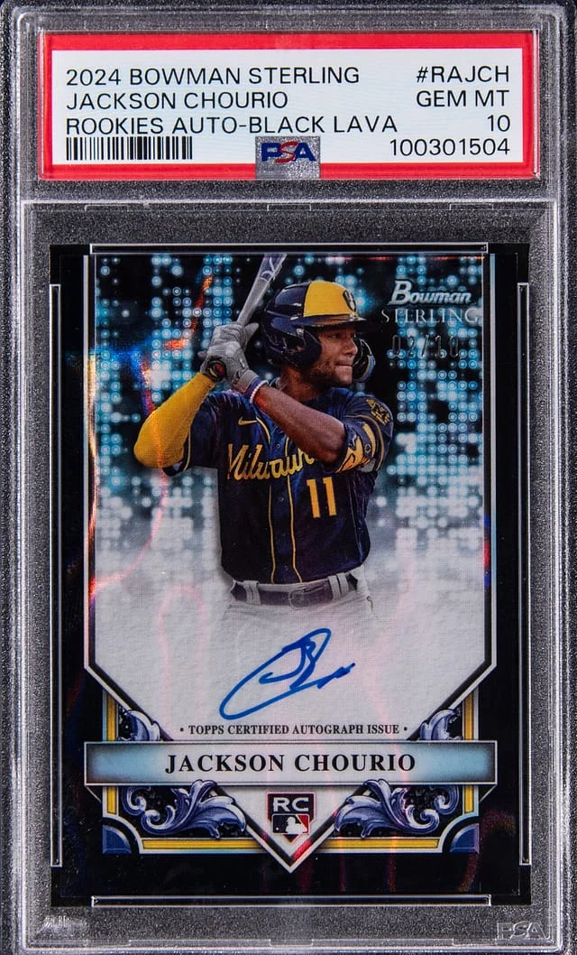 2024 Bowman Sterling Jackson Chourio Rookies Autograph Black Lava #RA-JCH card image