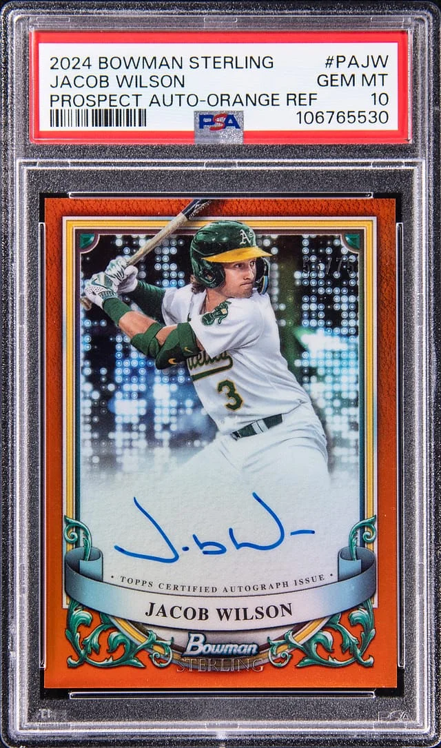 2024 Bowman Sterling Jacob Wilson Prospect Autograph Orange Refractor #PA-JW card image