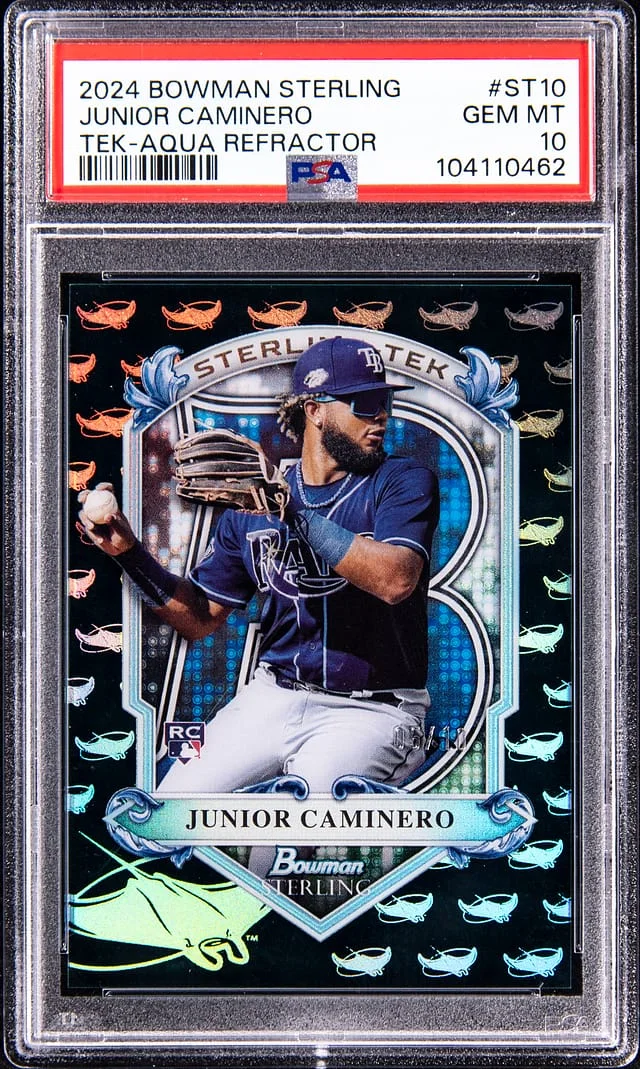 2024 Bowman Sterling Junior Caminero Tek Aqua Refractor #ST-10 card image