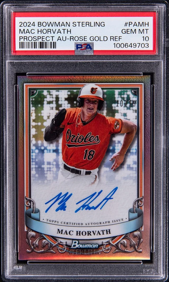 2024 Bowman Sterling Mac Horvath Prospect Autograph Rose Gold Refractor #PA-MH card image